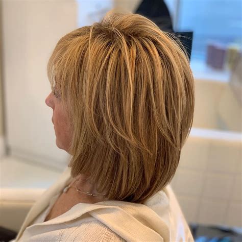 bob with layered fringe|layered bob for older women.